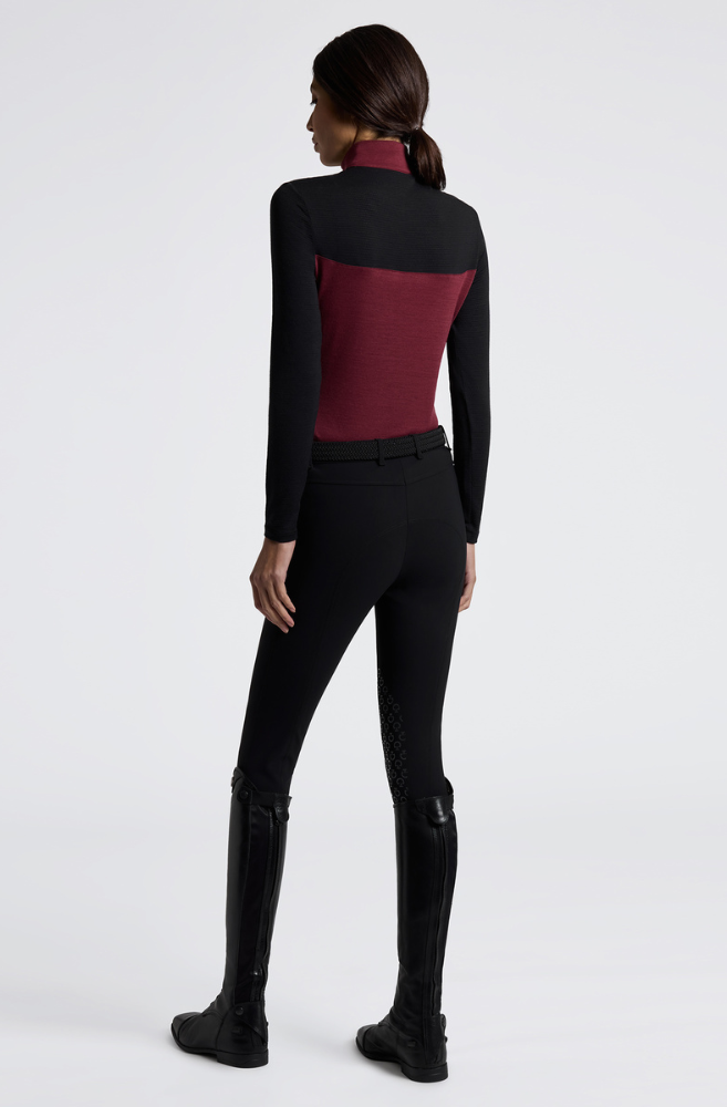 Tech Wool Half Zip Training Polo - Bordeaux/Black