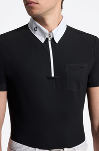 Men's Short Sleeve Jersey Competition Shirt w Pocket - Black