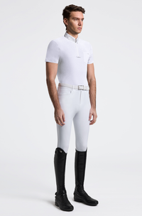 Men's Short Sleeve Jersey Competition Shirt w Pocket - White