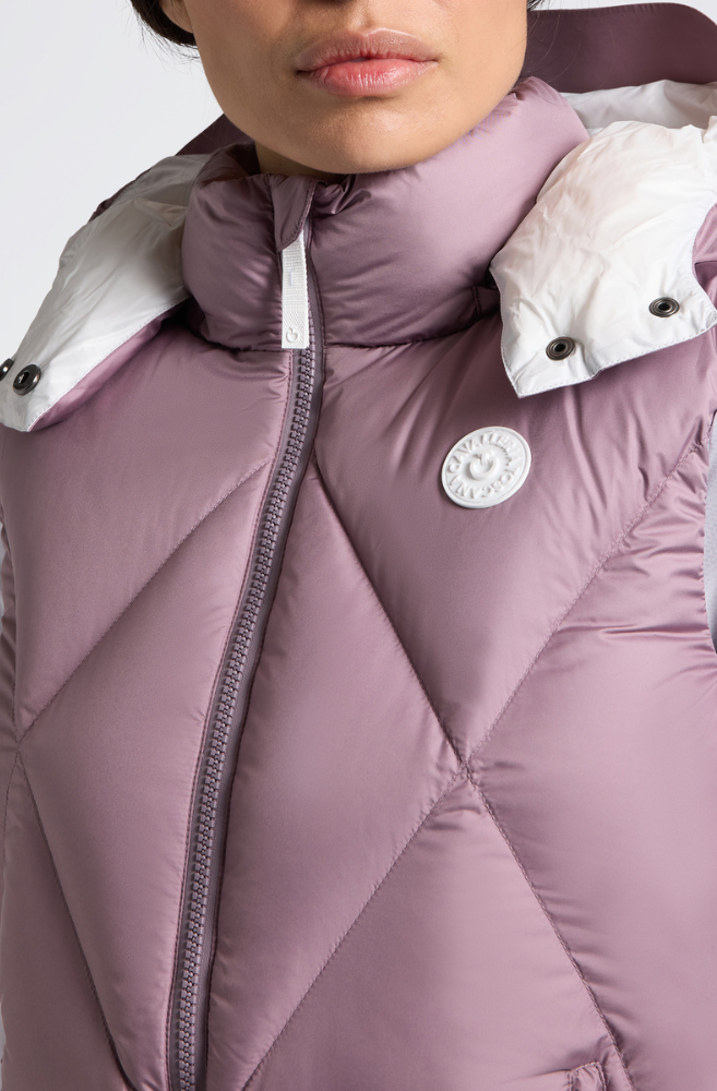 CT Hooded Down Padded Nylon Vest - Grape Shake