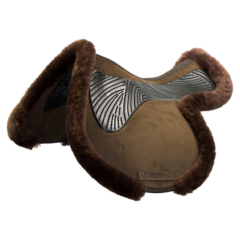 Twin Sided Gel Jump Pad Numnah Full Sheepskin Edge -Brown/Brown