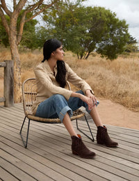 Cassidy Suede Embroidered Boot - Bitter Chocolate