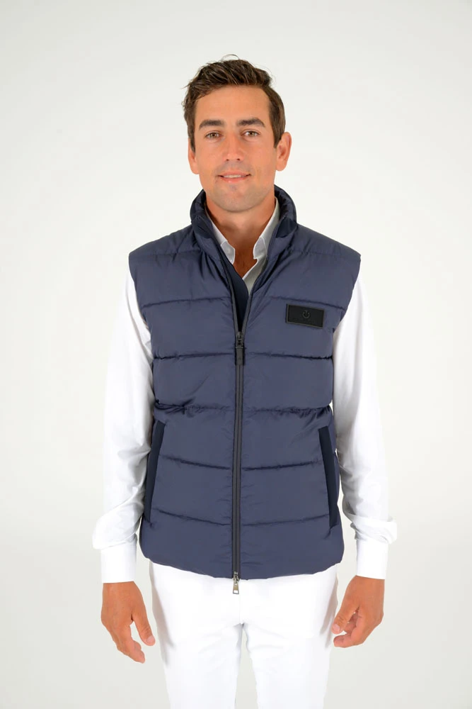 Nylon Hooded Vest with Fleece - Navy (Size 3XL)