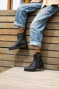 Inclement Cropped Tassel Boot - Black