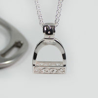 Sterling Silver Scroll Bar Stirrup Pendant Large