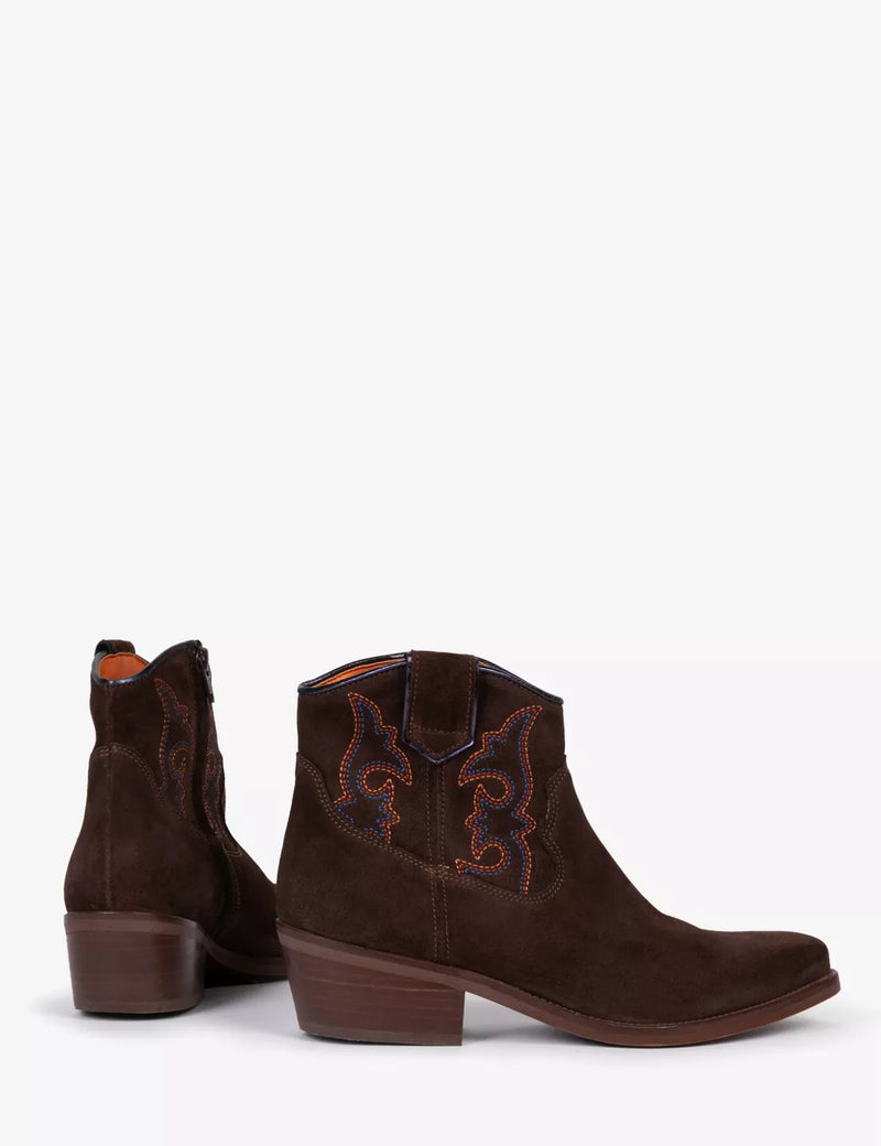 Cassidy Suede Embroidered Boot - Bitter Chocolate