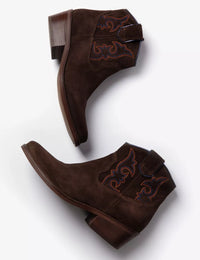 Cassidy Suede Embroidered Boot - Bitter Chocolate