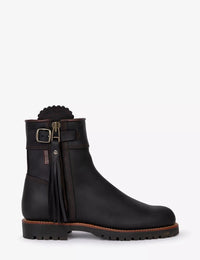 Inclement Cropped Tassel Boot - Black