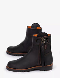 Inclement Cropped Tassel Boot - Black