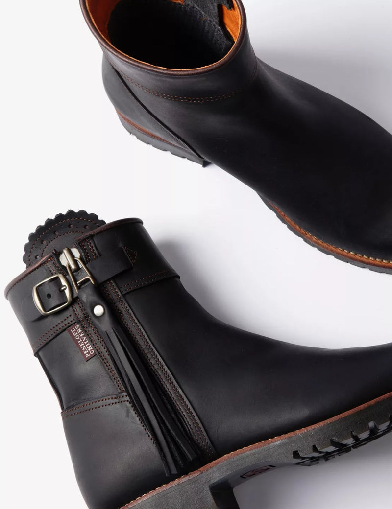 Inclement Cropped Tassel Boot - Black