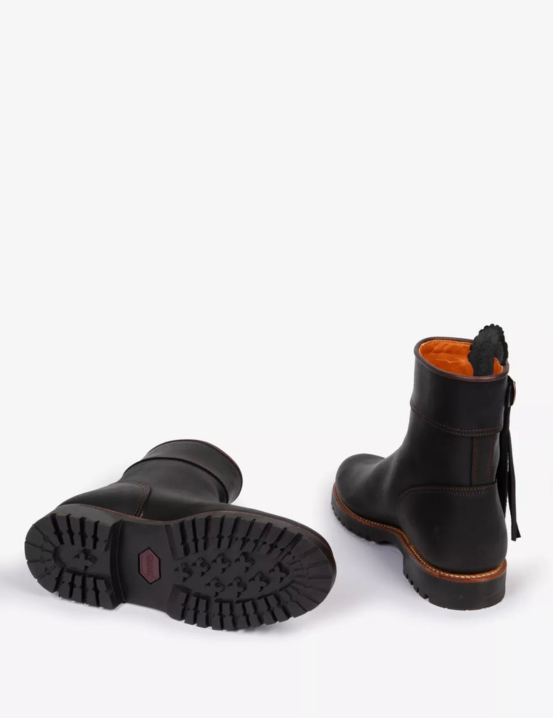 Inclement Cropped Tassel Boot - Black
