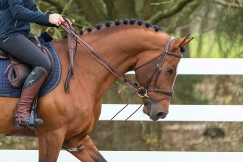 New English Leather/Nylon Draw Reins 5/8" - Brown