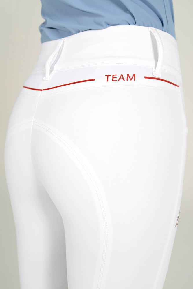 Cavalleria Toscana - CT Team Red Stripe HW Breeches - White