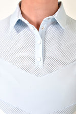 Perforated Jersey S/S Button Polo - Powder Blue