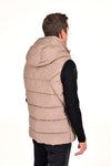 Geo Nylon Hooded Vest - Light Mocha (Size XL)