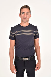 Men's CT Stripe Logo Cotton T-Shirt - Navy