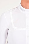 Jersey Trim Long Sleeve Competition Shirt - White