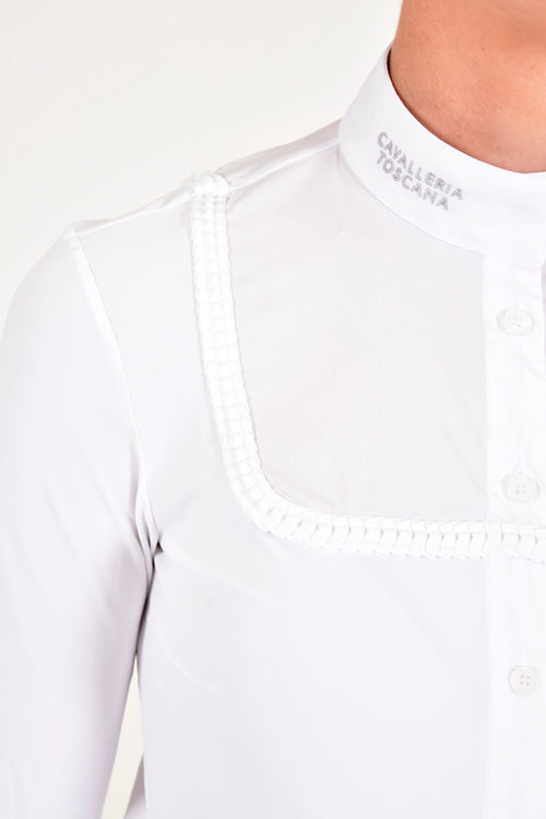 Jersey Trim L/S Competition Shirt - White