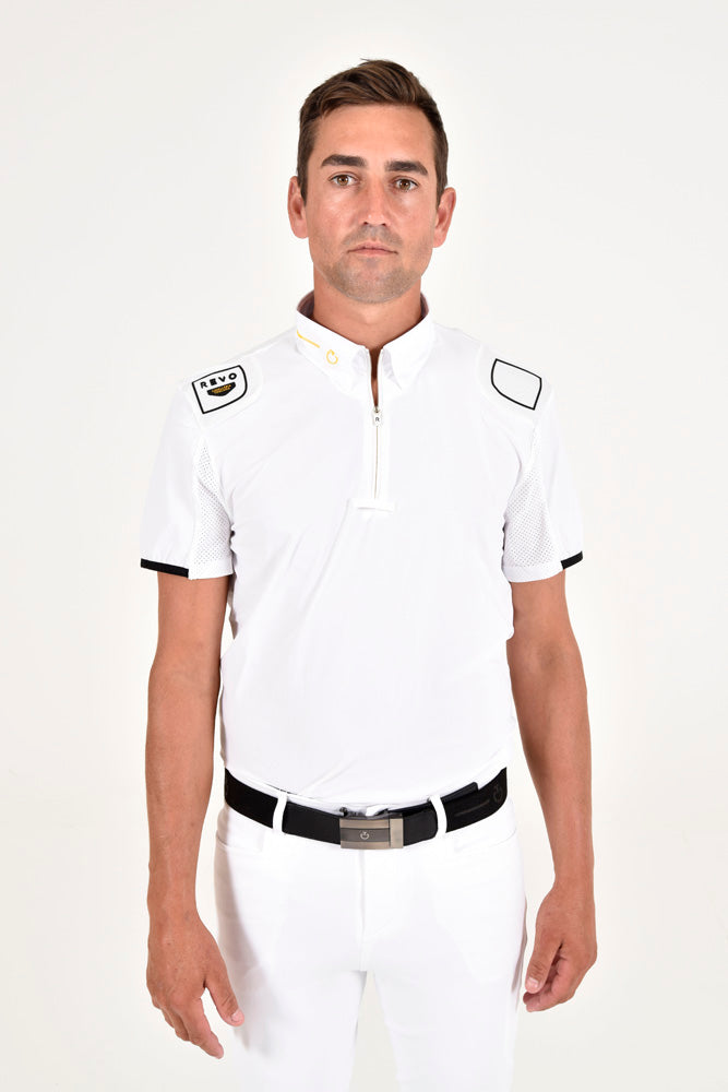 Men's R-Evo Epaulet S/S Zip Polo - White