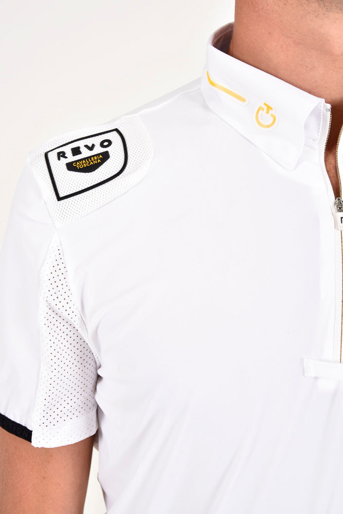 Men's R-Evo Epaulet S/S Zip Polo - White