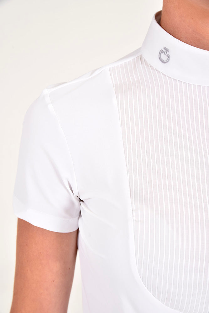 Jersey Pleated Bib Short Sleeve Competition Shirt - White