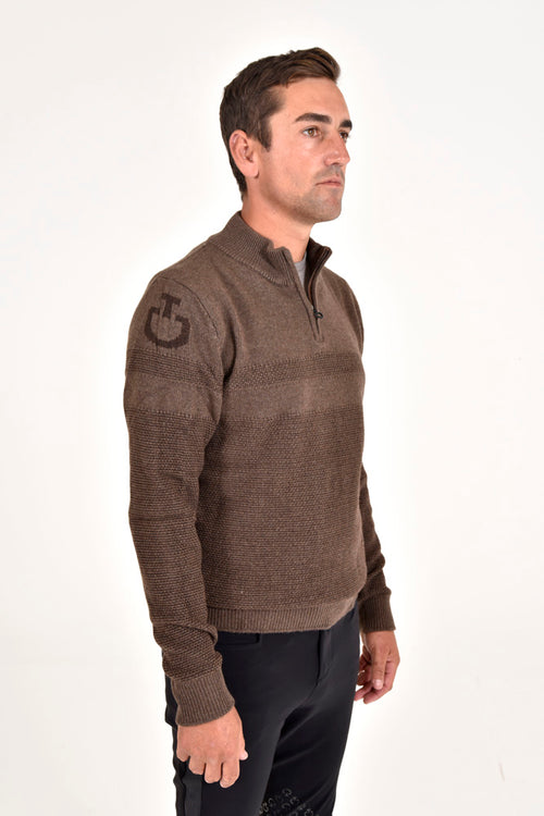 Men's Winter Wool Zip Turtleneck - Mocha
