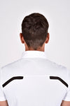Men's Tech Pique Short Sleeve Comp Polo with Mesh - White
