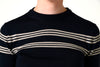 Cavalleria Toscana - Merino Crew Neck Striped Sweater - Navy