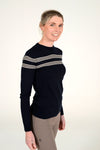 Cavalleria Toscana - Merino Crew Neck Striped Sweater - Navy