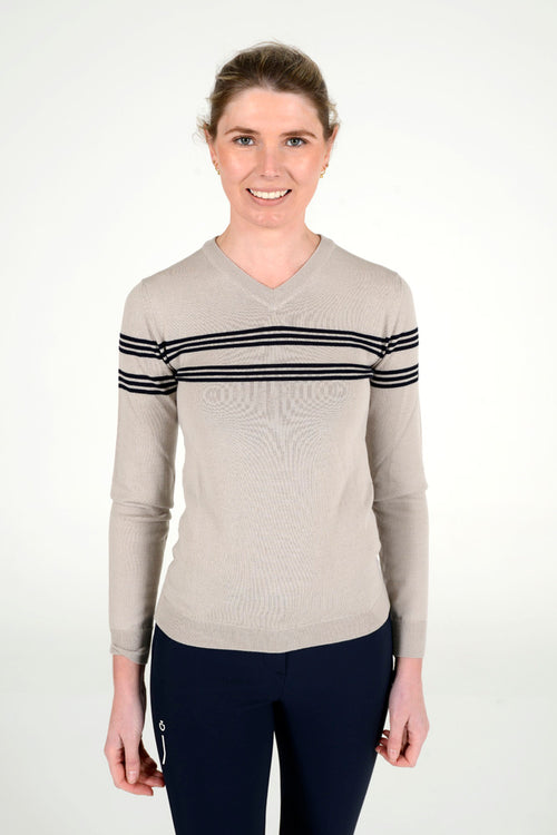 Cavalleria Toscana - Merino V-Neck Striped Sweater - Dirty White
