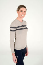 Cavalleria Toscana - Merino V-Neck Striped Sweater - Dirty White