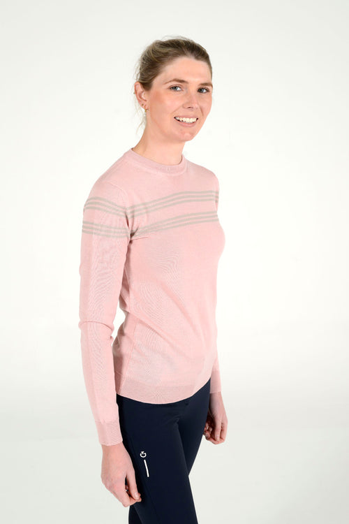 Cavalleria Toscana - Merino Crew Neck Striped Sweater - Pink