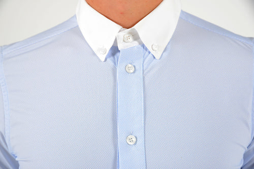 Guibert Shirt L/S - Light Blue Pattern (Size 37)