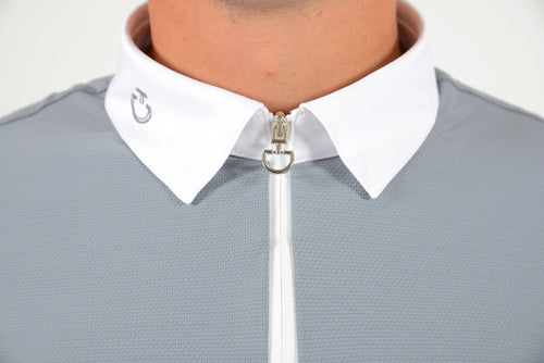Cavalleria Toscana - Men's Bi-Colour Tie Holder S/S Polo - Grey