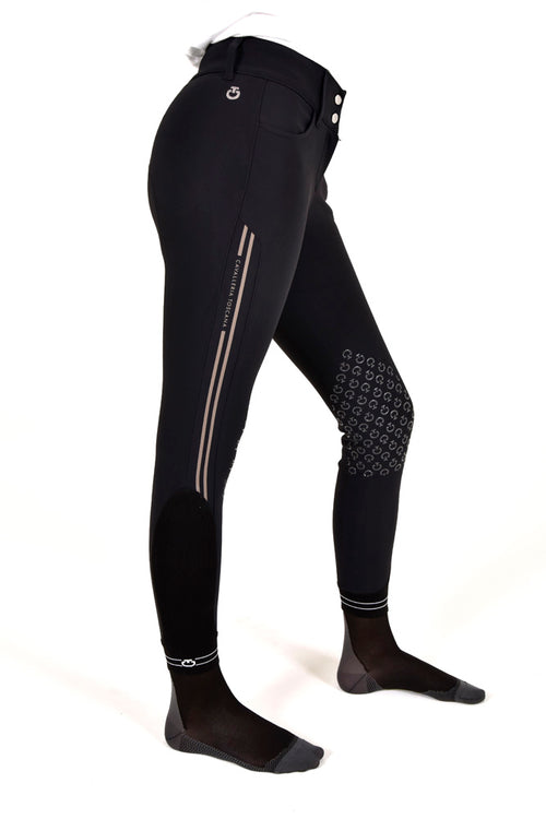 Embossed Stripe HW Breeches - Black