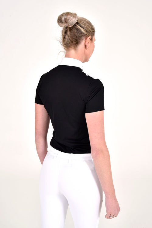 Cavalleria Toscana - Pique Contour S/S Zip Polo - Black