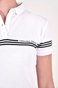 CT Stripe Cotton S/S Polo - White