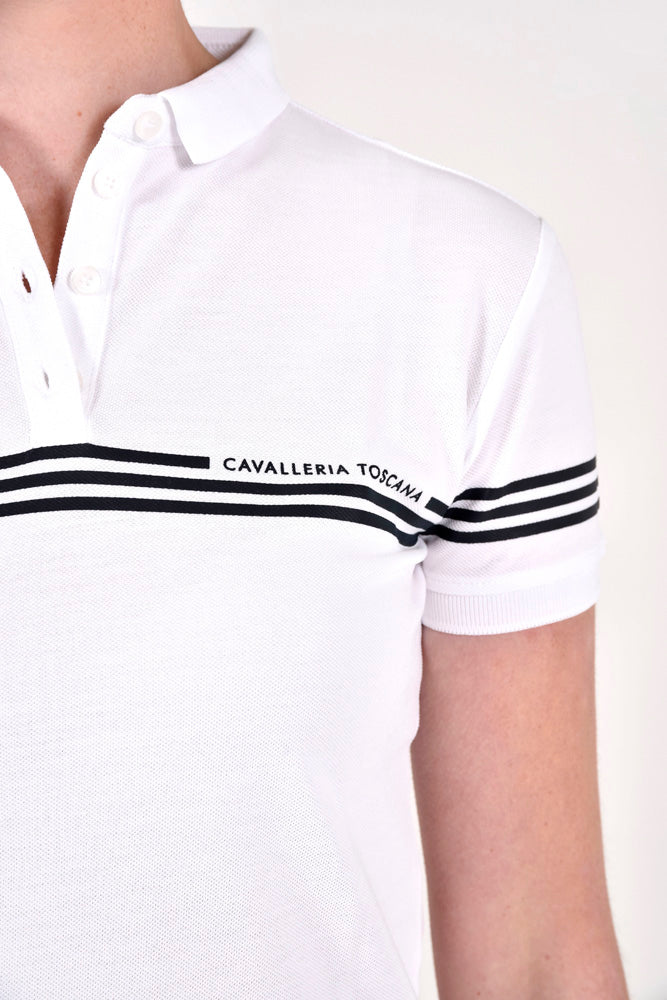 CT Stripe Cotton S/S Polo - White (Size L & 2XL)