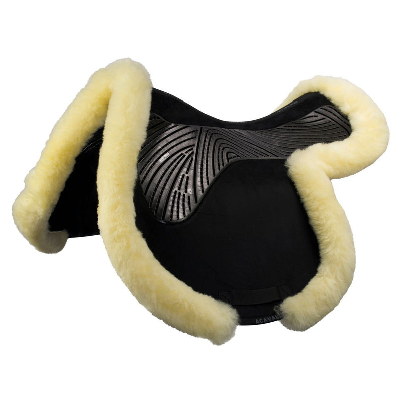 Twin Sided Gel Jump Pad Numnah Full Sheepskin Edge - Black/Natural