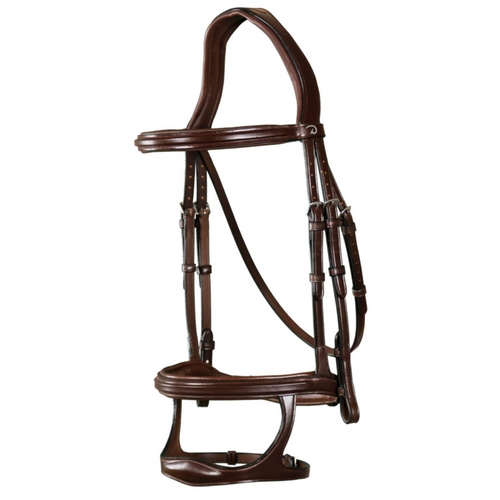 New English Double Noseband Bridle - Brown