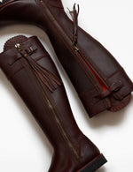 Long Leather Tassel Boot - Conker