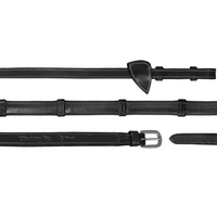 Working 1/2" Rubber Reins with 7 Leather Loops - Black