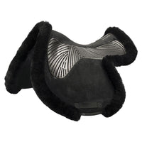 Twin Sided Gel Jump Pad Numnah Full Sheepskin Edge - Black/Black