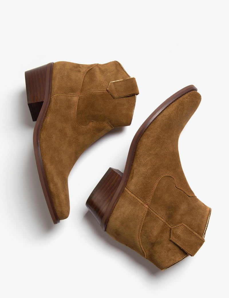 Cassidy Suede Cowboy Boot - Tan