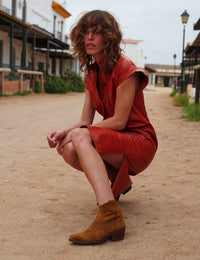 Cassidy Suede Cowboy Boot - Tan