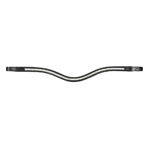 New English Double White Swarovski V Browband - Black