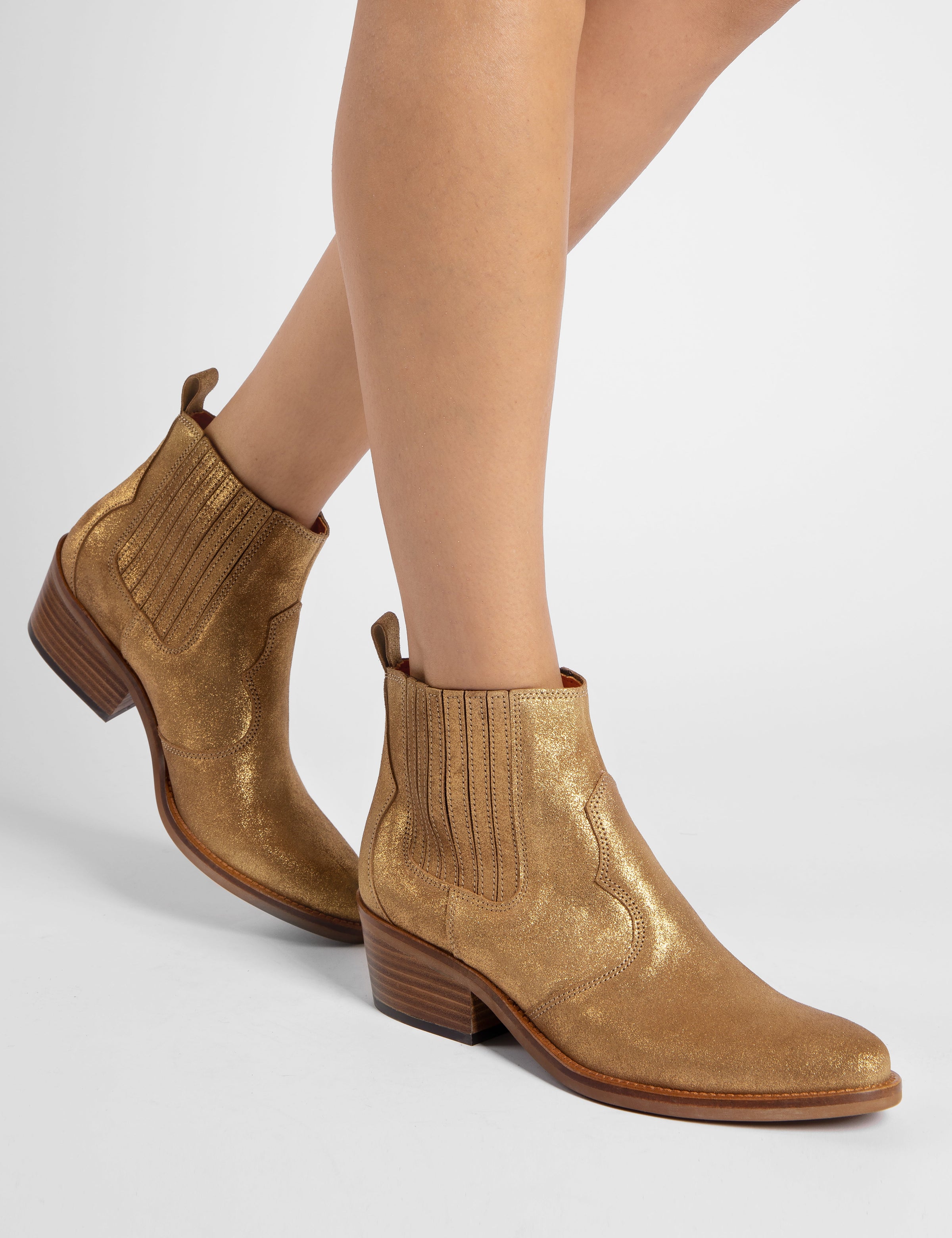 Penelope Chilvers Amigo Metallic Leather Boot Antique Gold
