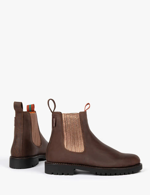 Oscar Leather Boot - Bitter Chocolate/Rose Gold