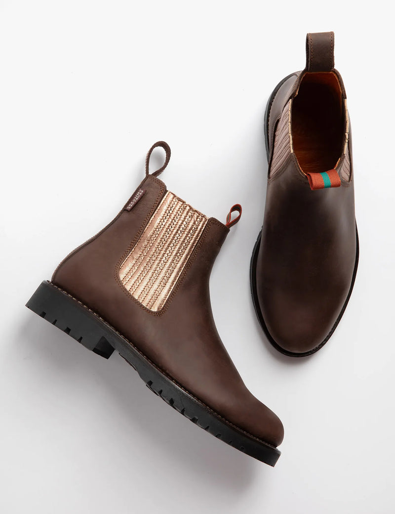 Oscar Leather Boot - Bitter Chocolate/Rose Gold